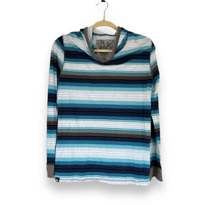 Mambo Australia Women’s XL Blue Striped Long Sleeve Hooded Shirt • U.S. Size 10